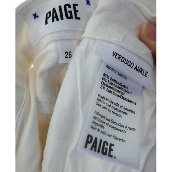 PAIGE Vertugo Ankle Jeans Mid Rise Leilani Embroidery Shell White 26 - Picture 5 of 5